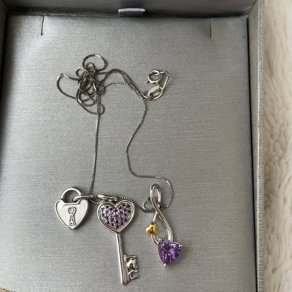 Amethyst Infiniti lock key necklace